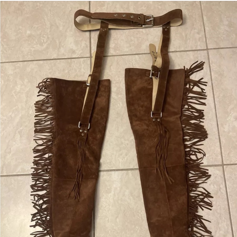 Dolce & Gabbana Sexy Suede Brown Fringe Leather Boots & Belt woman’s D&G heels - Picture 3 of 16